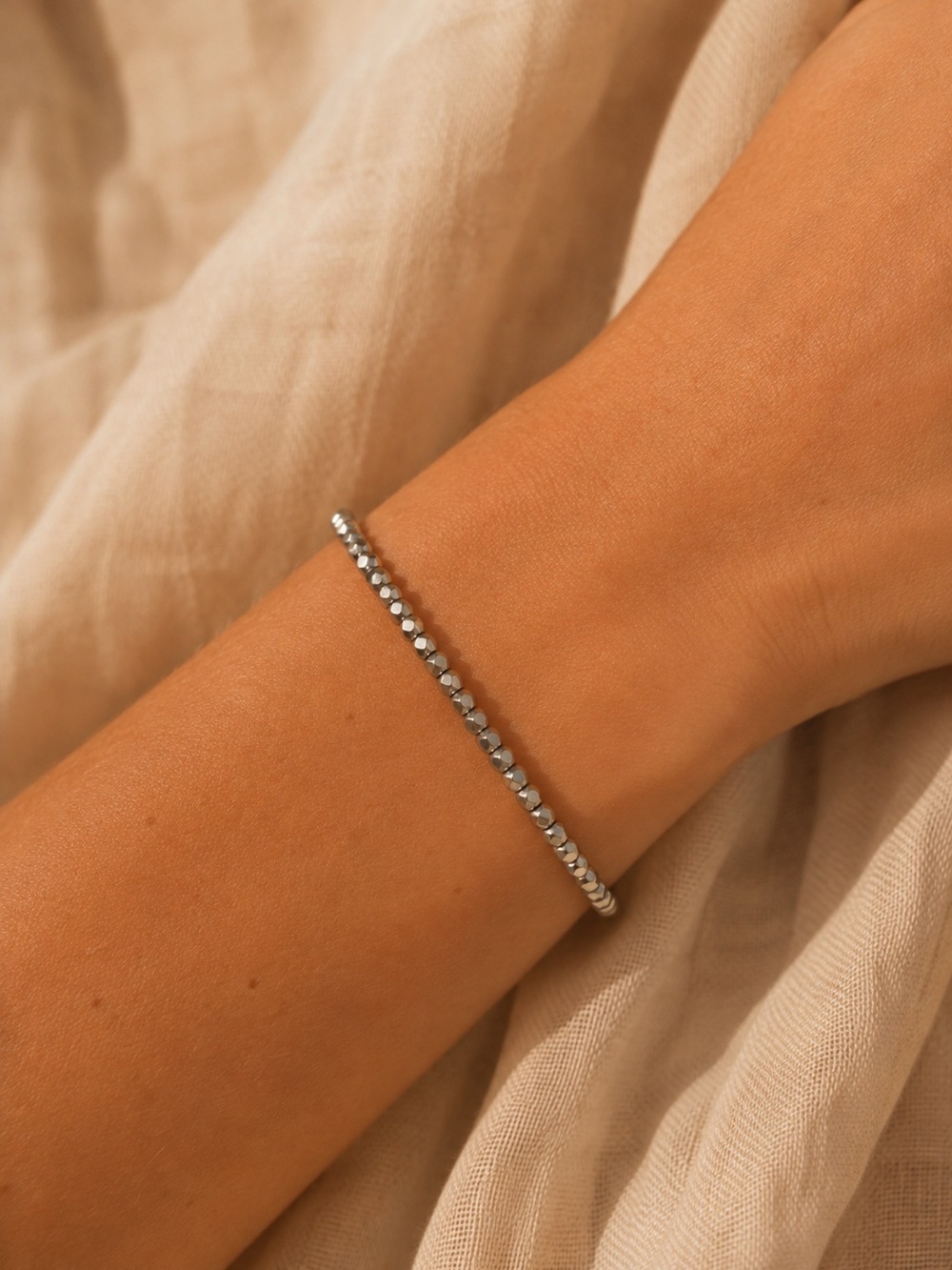 Silver Faceted Custom Beaded Bracelet/Anklet